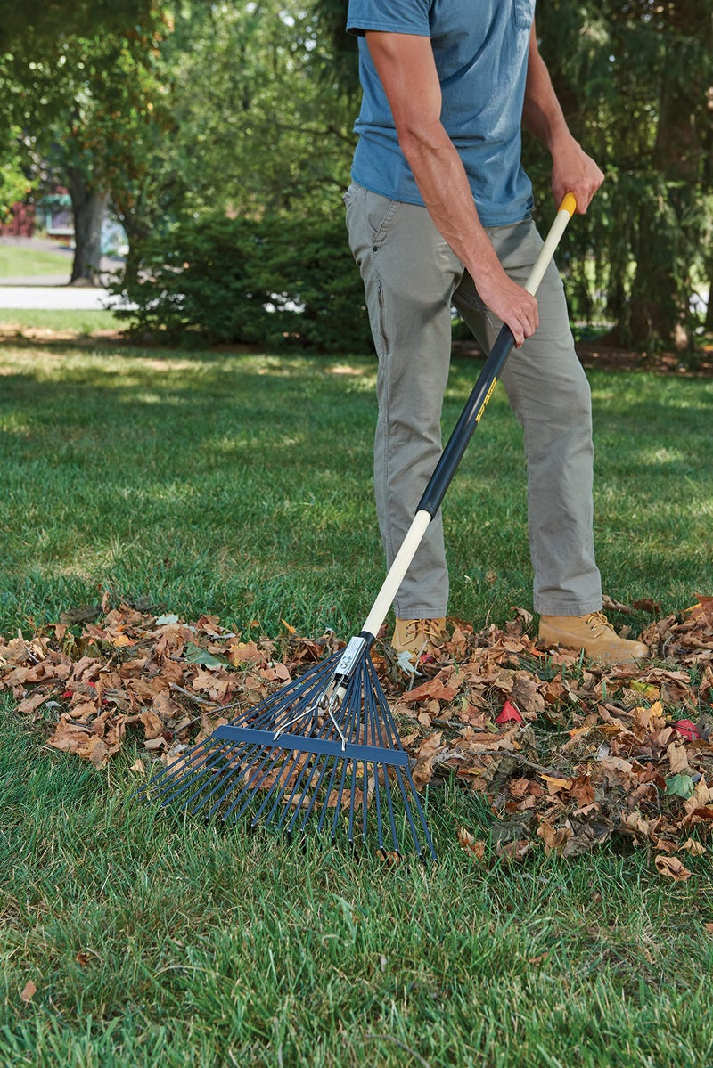 True Temper Steel Tine Leaf Rake with Hardwood/Steel Handle for Lawns, Gardening, and Dethatching, 22 Tines, Black - Image 4