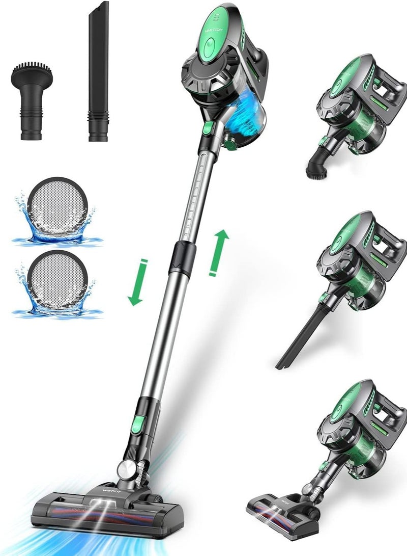 Vactidy Blitz V8 Cordless Vacuum Cleaner with Removable Battery, 20 KPa Suction Power for Hardwood Floors, Up to 35 Minutes Running Time, Green  - Image 1