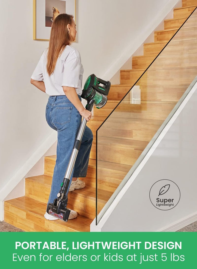 Vactidy Blitz V8 Cordless Vacuum Cleaner with Removable Battery, 20 KPa Suction Power for Hardwood Floors, Up to 35 Minutes Running Time, Green  - Image 3