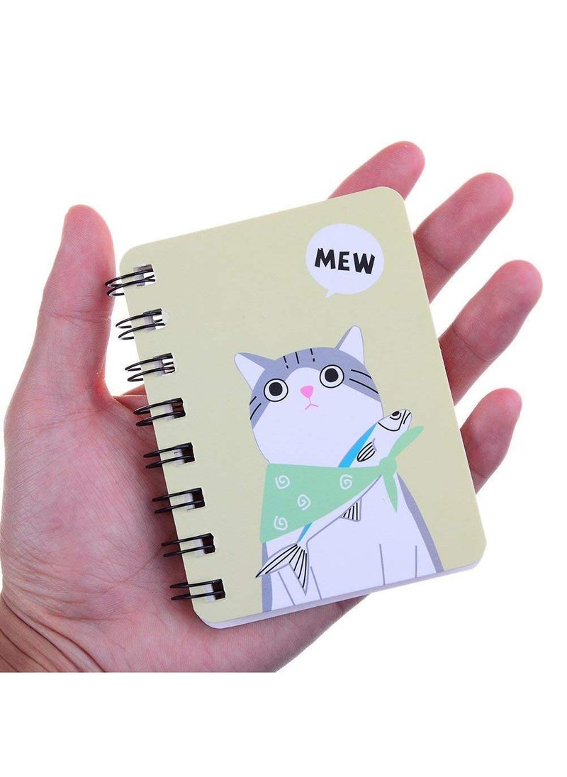 Sweet seven - Set of 6 Cute Cat Mini Notebooks - Spiral Bound Memo Books for School and Office Supplies - Top Bound Mini Notebooks with Wire Binding - Image 1