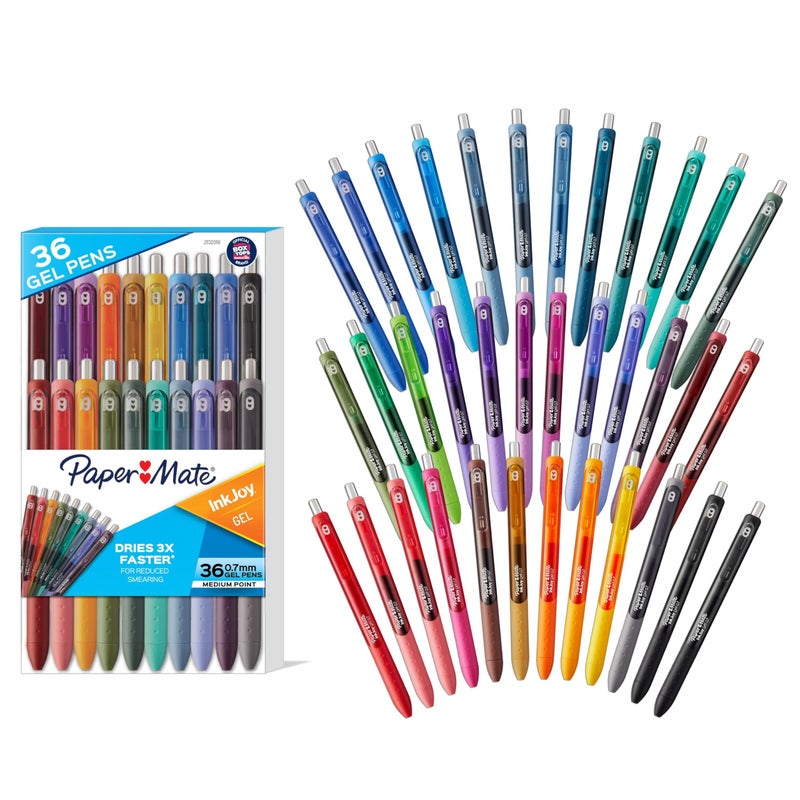Paper Mate InkJoy Gel Pens, Retractable, Medium Point (0.7 mm), 36 Count - Office Supplies, Smooth, Colorful Ink - Image 1