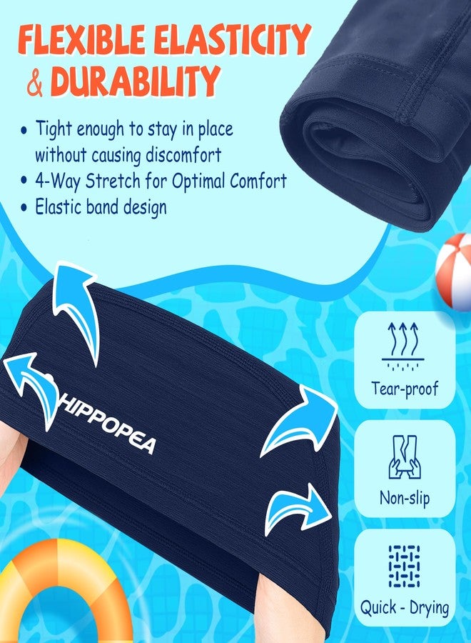 HIPPOPEA Breathable Soft Fabric Swim Cap, High Elasticity Comfort Fit, Lightweight Water-Resistant Stretch Swimming Cap for Adults, Fits Long Hair & Short Hair for Women Men Boy Girl (Boy - Deep Blue) - Image 4