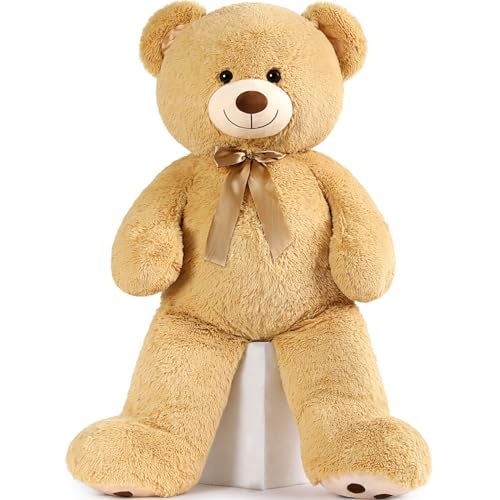 MorisMos 47inch Giant Teddy Bear Stuffed Animal 4ft Large Teddy Bear Plush Big Stuffed Bear Gifts for Kids Girls Girlfriend Women on Baby Shower Valentine Christmas Birthday Light Brown - Image 1