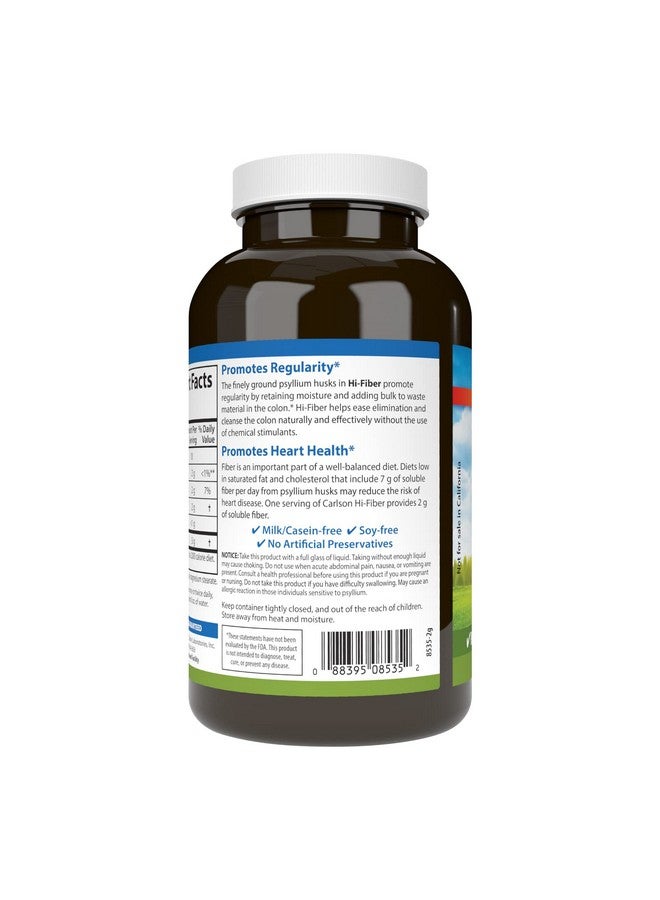 Carlson - Hi-Fiber, 3 g, Psyllium Husk Capsules, Regularity, Colon Health & Heart Function, 300 Capsules - Image 3