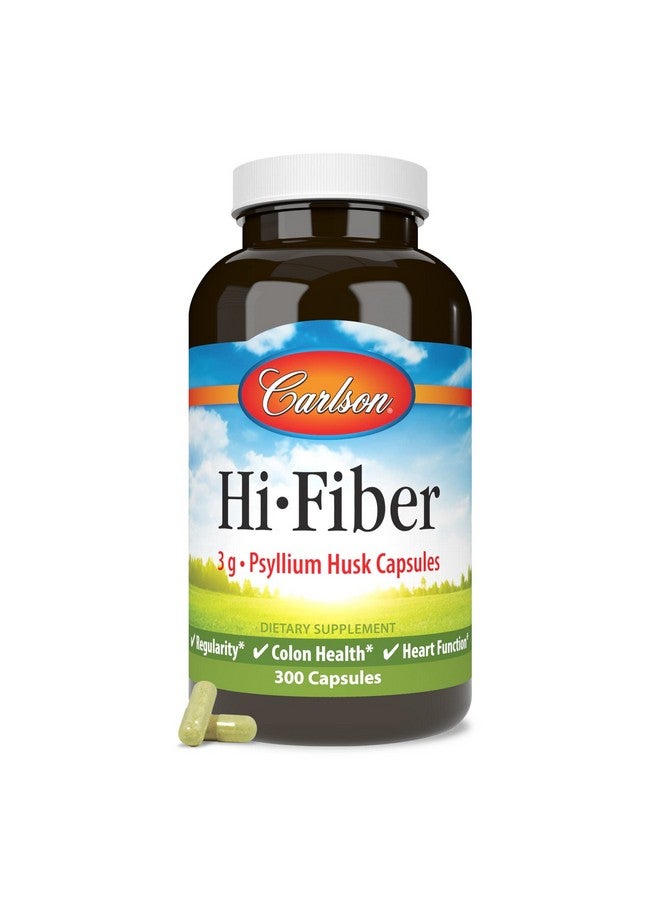 Carlson - Hi-Fiber, 3 g, Psyllium Husk Capsules, Regularity, Colon Health & Heart Function, 300 Capsules - Image 5
