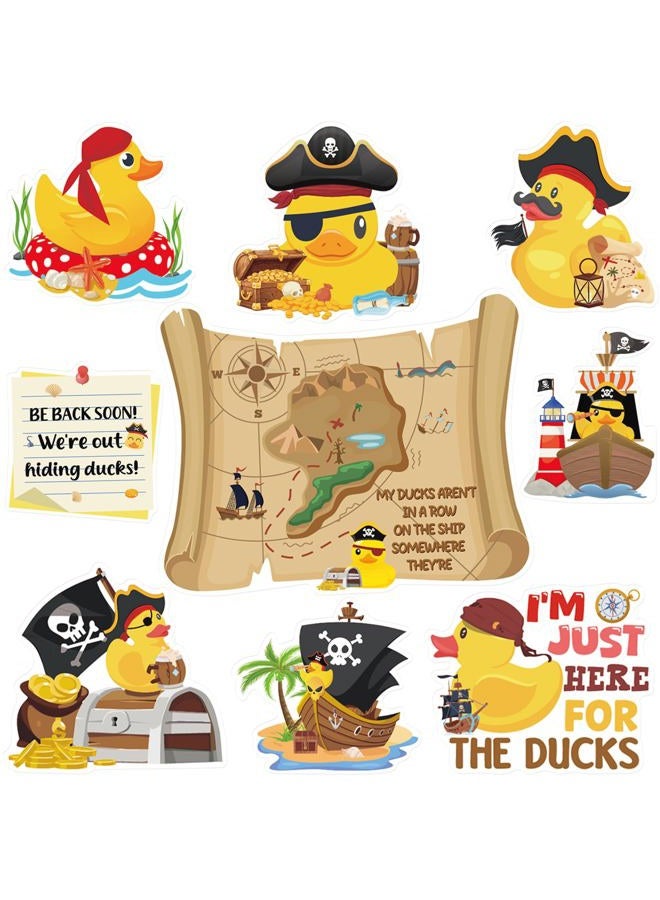 Dazoratix Duck Cruise Door Magnets - 8 Pcs Pirate Rubber Ducks Large Ship Cabin Decorations Magnetic Funny Stickers Stateroom Accessories for Carnival Party Summer Decor Refrigerator Car Locker Decals - Image 1