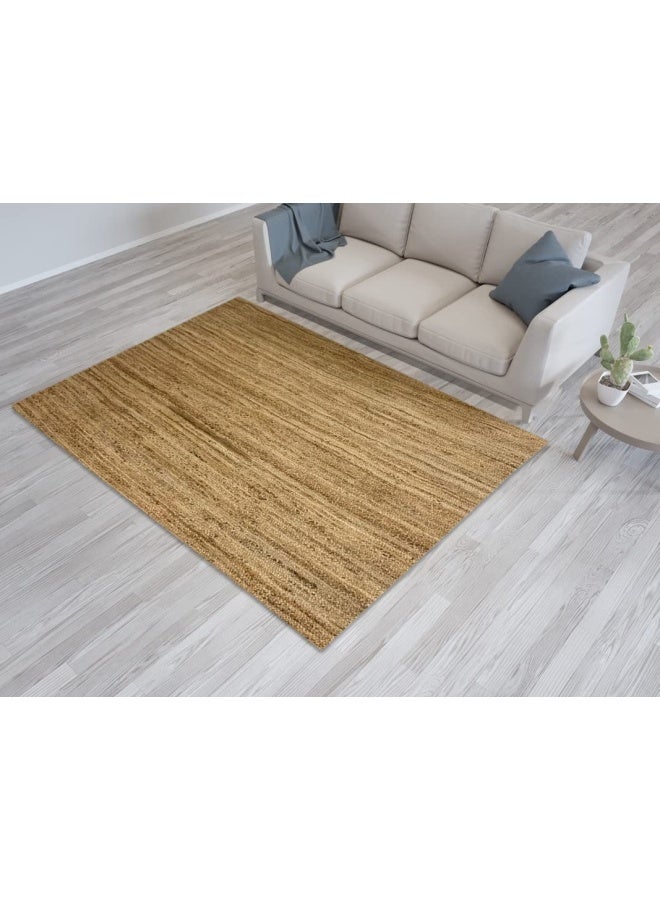 HANDPICKED FURNITURE Jute Wool And Cotton Beige Rectangular Carpet Ultra Soft Area Carpets For Bed Room Living Room And Dining Room Anti-Slip Floor Carpets Easy To Clean Made In Turkey - Image 1