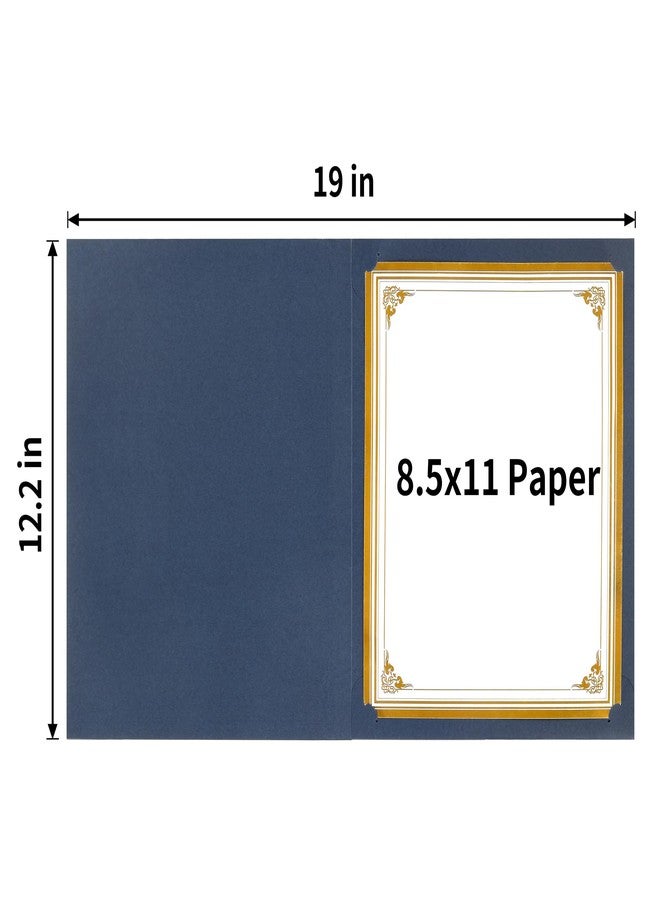 SUNEE 10 Packs Navy Blue Certificate Holders, 250gsm, for 8.5x11 Award Certificates, Certificate Covers with Gold Foil Border - Image 3