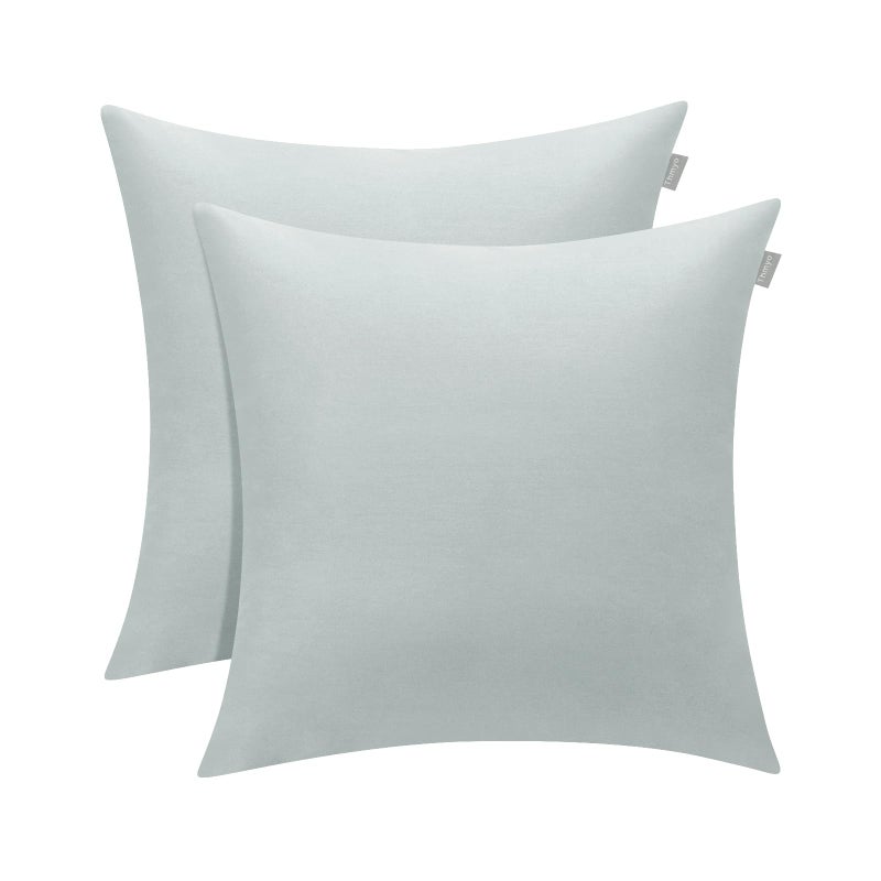 Thmyo 2 Pack 100% Cotton Solid Decorative Square Throw Pillow Covers Christmas DIY Throw Pillowcase Blank Sublimation Pillow Cases Heat Transfer Cushion Covers(16x16 inch/40x40cm Light Silver Grey) - Image 1