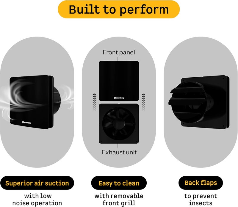 atomberg Studio 150mm Exhaust Fan with BLDC Motor for Bathroom Easy Clean Quiet Gloss Black High Air Suction - Image 2