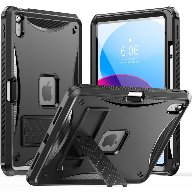 INFILAND Case for iPad (A16) 11th Generation 11-Inch 2025, iPad 10th Generation 10.9 Inch 2022 for Kids with Kickstand, Heavy Duty Shockproof Protective Dual Layer Cover for iPad 10th/11th Gen (Black) - Image 1