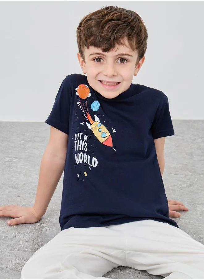 Styli Styli Graphic Print Round Neck T-Shirt