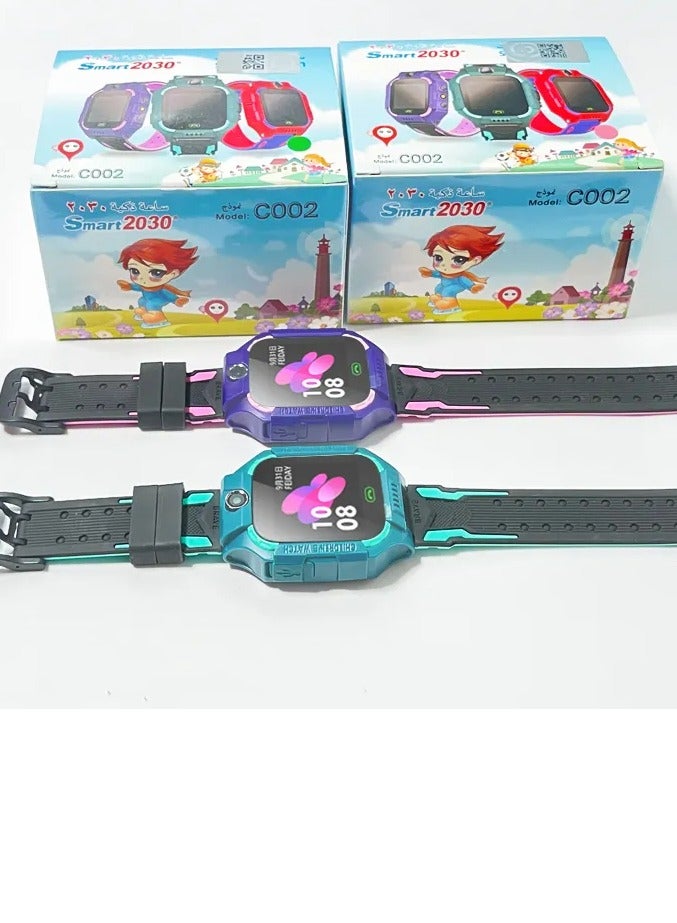 سمارت 2030 C002 ساعة ذكية للأطفال باللون الأرجواني تعمل باللمس مع ألعاب المكالمات وساعة منبه وموسيقى فيديو - Image 1