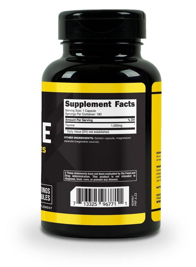 بريما فورس كبسولات Primaforce Taurine 1000mg، 180 كبسولة، مكمل غذائي خالٍ من الكائنات المعدلة وراثيًا وخالي من الجلوتين - Image 4