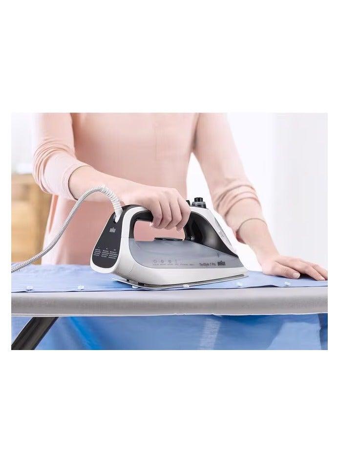 براون ماكينة كي الملابس الجافة والبخارية Tex Style 7 Pro، قاعدة Eloxal Plus سعة 300 متر مكعب 300 m³ 2900 W SI7149WB أسود/أبيض - Image 4