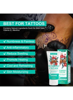 Elaimei Numbing Cream Tattoo, 6-8 Hours Long-Lasting Tattoo Numbing Cream Before Tattoo, Maximum Strength Painless Tattoo Numbing Cream For Large Areas Tattoo And Multiple Places Tattoos 60ML  - Image 3