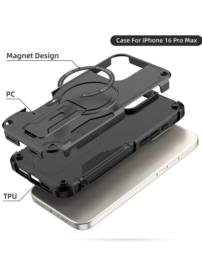 iPhone 16 Pro Max Magnetic MagSafe Case,Full Shockpro of Protection ， Phone Cover with Strong Magnet for Apple 16 Pro Max Black - Image 3