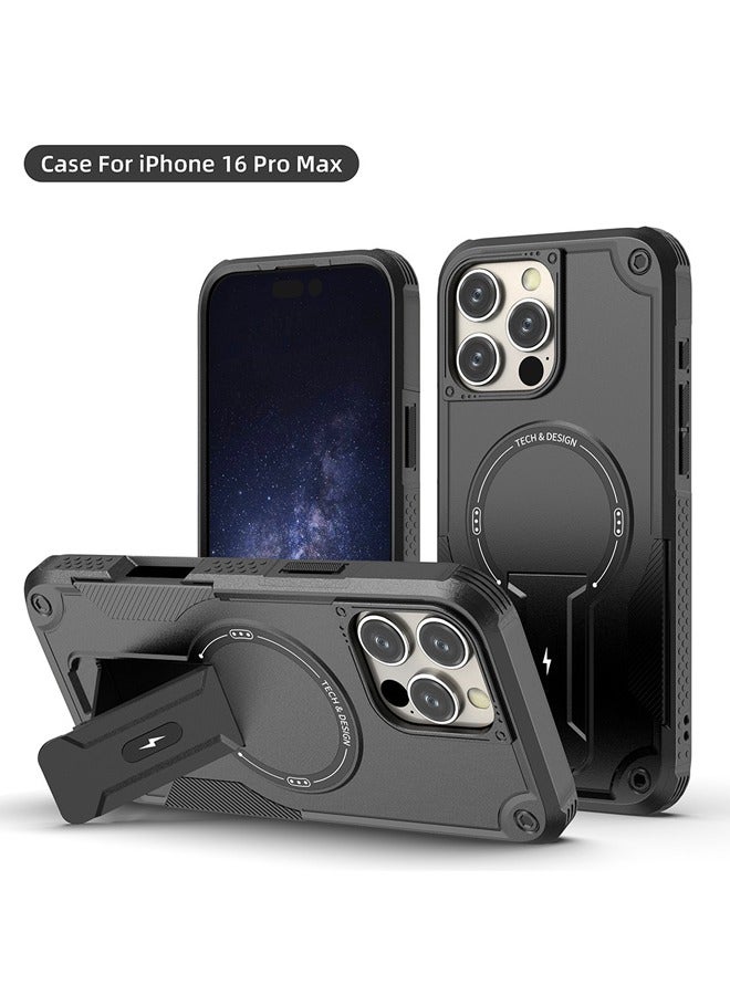 iPhone 16 Pro Max Magnetic MagSafe Case,Full Shockpro of Protection ， Phone Cover with Strong Magnet for Apple 16 Pro Max Black - Image 1