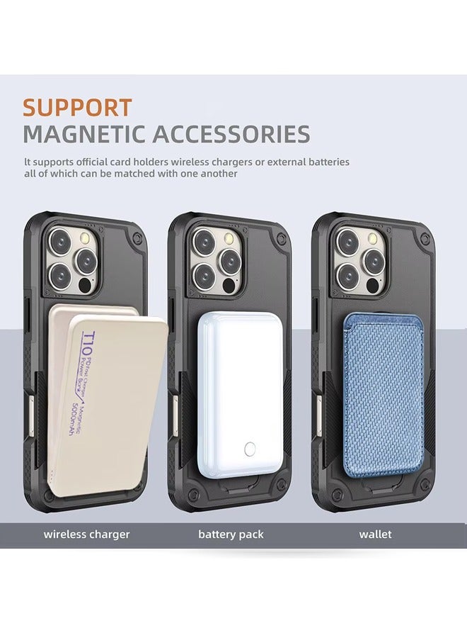 iPhone 16 Pro Max Magnetic MagSafe Case,Full Shockpro of Protection ， Phone Cover with Strong Magnet for Apple 16 Pro Max Black - Image 4