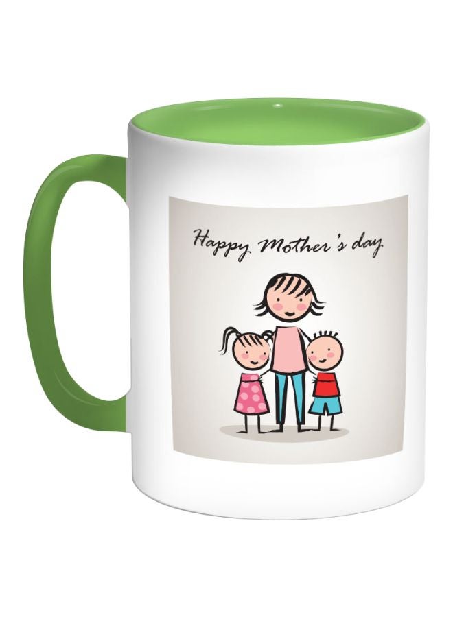 RYN Happy Mother's Day Printed Coffee Mug White/Green/Pink 325ml
