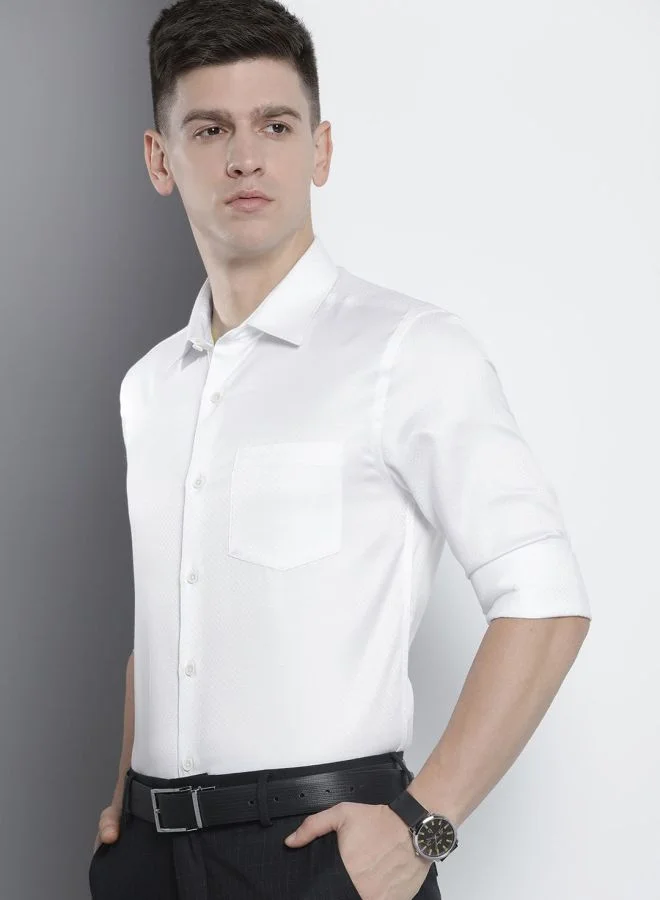 The Indian Garage Co Men Slim Fit Solid Full Sleeves Cutaway Collar Formal Shirt