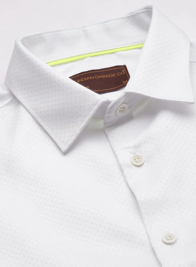 The Indian Garage Co Men Slim Fit Solid Full Sleeves Cutaway Collar Formal Shirt
