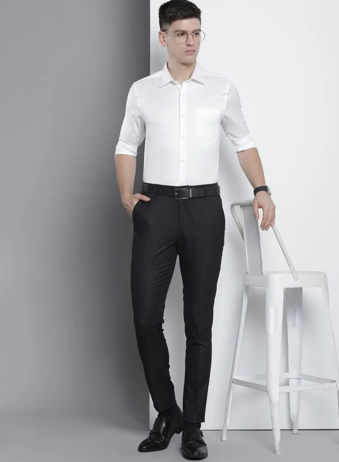 The Indian Garage Co Men Slim Fit Solid Full Sleeves Cutaway Collar Formal Shirt