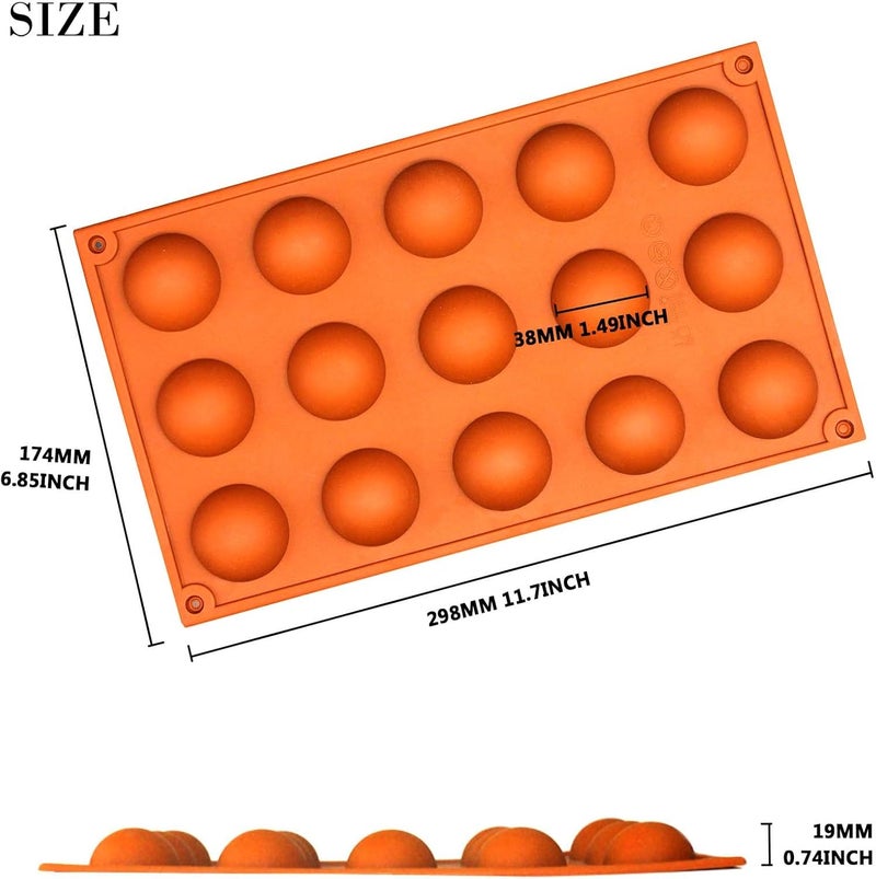 FUNSHOWCASE Small 15 Cavity Semi Sphere Half Round Dome Silicone Mold Chocolate Teacake Baking Tray - Image 2