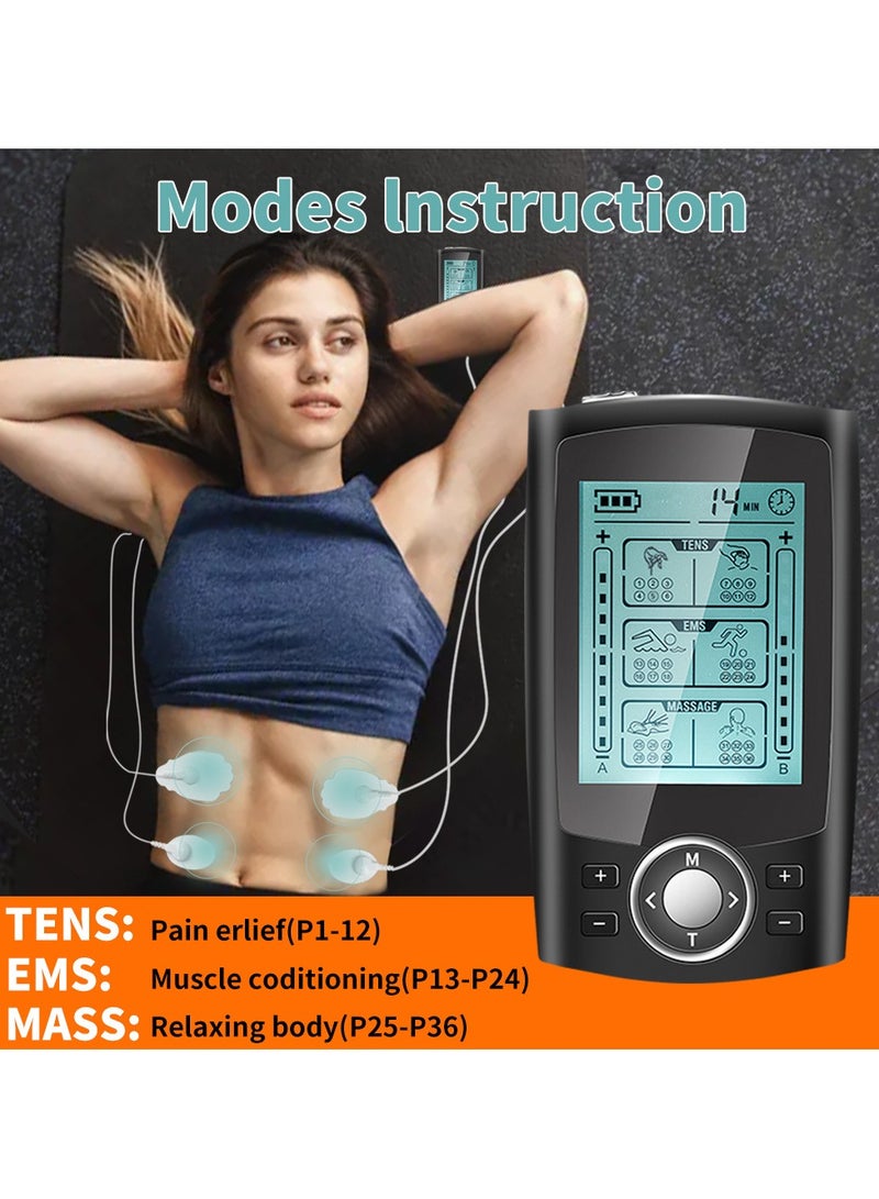 36 Modes Muscle Stimulator,Massager, Unit Muscle Stimulator for Back Pain , Wireless Dual Channel,  Digital Electrical Body Massager Pulse, Muscle Stimulator Pain Relief - Image 4