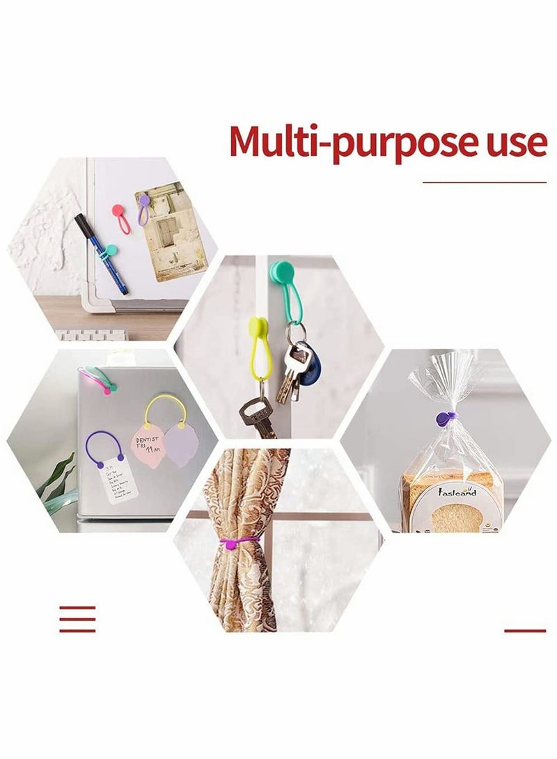 Reusable Twist Ties with Strong Magnet for Bundling and Organizing Cables, Headphone Cables, USB Charging Cords, Silicone Cord Winder Magnetic Cable Clips (8 Colors, 24 Pack) - Image 5