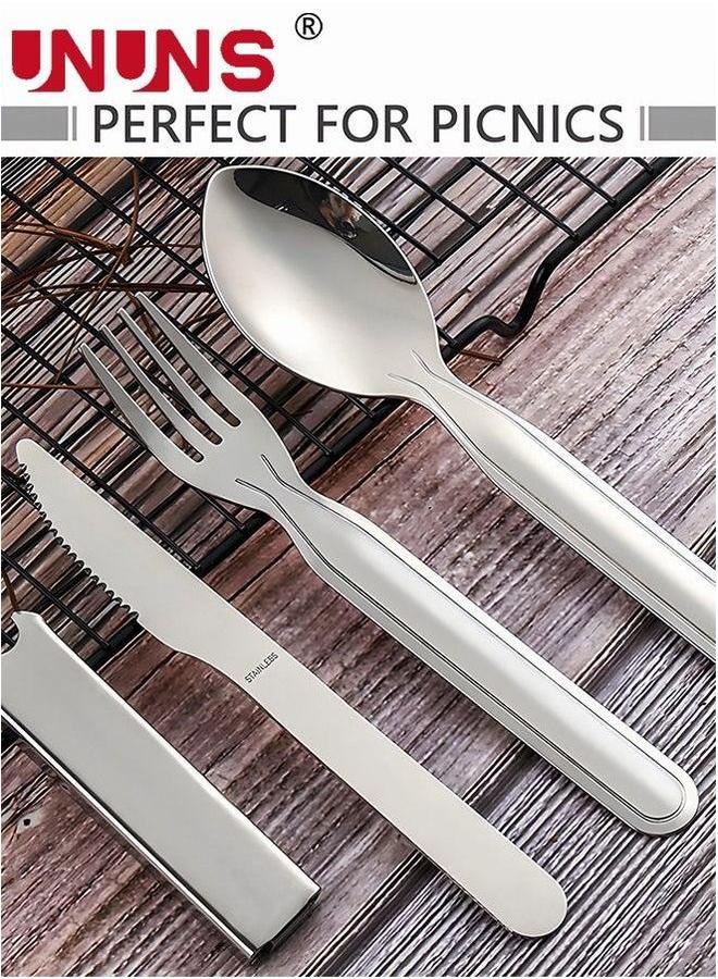 UNUNS Flatware Cutlery Set,4 Pcs Stainless Steel Knife Fork Spoon Bottle Opener Set,Silverware Utensils Kit,Flatware Cooking Cookware Set For Home Camping Traveling Picnic,Utility Kitchen - Image 2