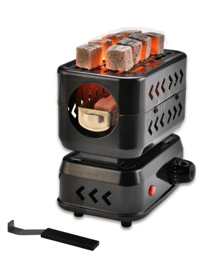 3D Multipurpose Turbo Charcoal Burner, Multipurpose Electric Charcoal Burner, Coconut Charcoal Starter, 2 Heating Zones with Removable Stainless Steel Tongs, 1200W High Performance Cube Coil Burner, - Image 1