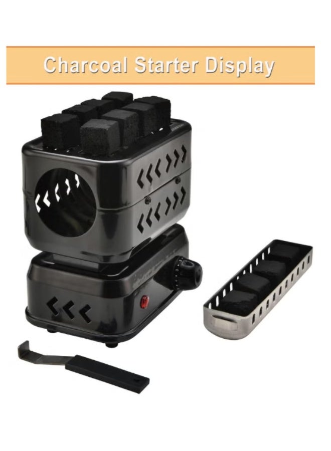 3D Multipurpose Turbo Charcoal Burner, Multipurpose Electric Charcoal Burner, Coconut Charcoal Starter, 2 Heating Zones with Removable Stainless Steel Tongs, 1200W High Performance Cube Coil Burner, - Image 5