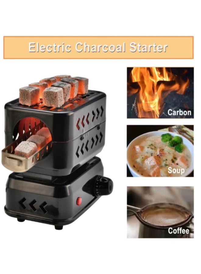 3D Multipurpose Turbo Charcoal Burner, Multipurpose Electric Charcoal Burner, Coconut Charcoal Starter, 2 Heating Zones with Removable Stainless Steel Tongs, 1200W High Performance Cube Coil Burner, - Image 2