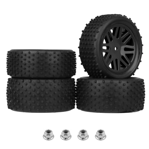 Hobbypark 4Pack 110 Scale Off Road Buggy Tires Wheel Rims Set Front and Rear 12mm Hex Hubs with Foam Inserts for RC Hobby Car - Image 1