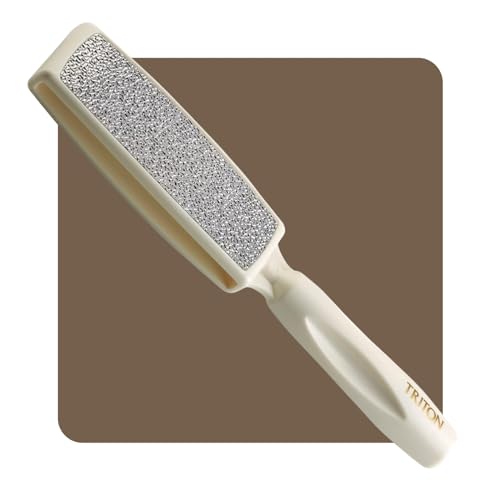 TRITON Professional Double Sided Round Handle Lazer Plate Foot Scraper, Filer for Hard and Dead Skin Callus Removal, Pedicure Foot Scrubber (white) - Image 1
