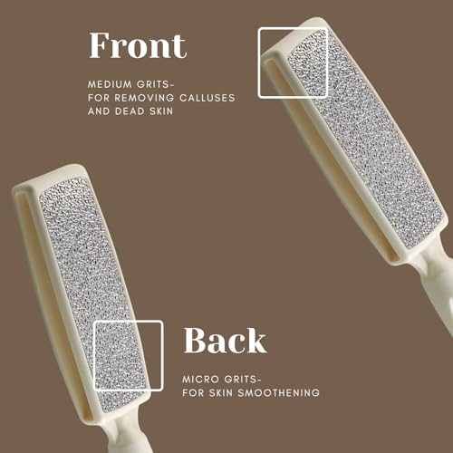 TRITON Professional Double Sided Round Handle Lazer Plate Foot Scraper, Filer for Hard and Dead Skin Callus Removal, Pedicure Foot Scrubber (white) - Image 2