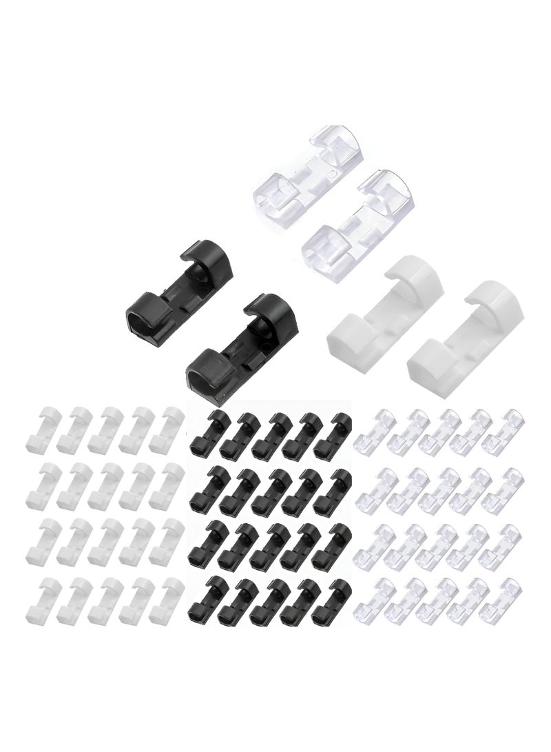 Cable Clips Wire Holder Self Adhesive Cable Clips Cord Holder Plastic Cord Organizer Clips for Computer Electrical Wire with Self-Adhesive Adhesive for Home Office (Black) - Image 1