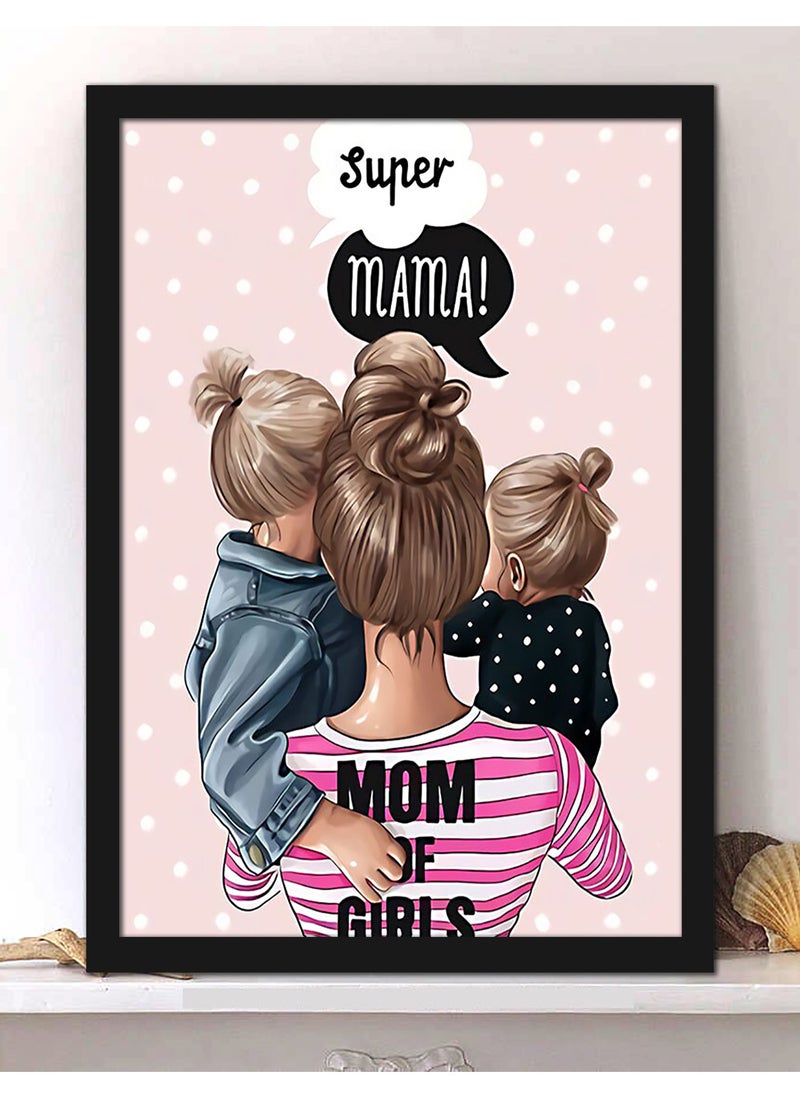 Spoil Your Wall Digitally Printed Wall Posters with Super Mama | Cute Artwork Home Décor Photo Frames | Size: 30x40cm by Spoil Your Wall Color: Black - Image 1