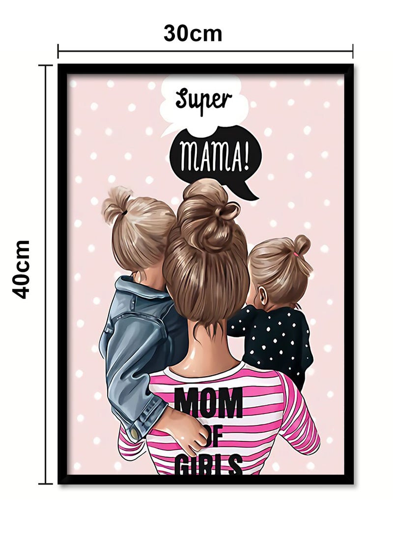 Spoil Your Wall Digitally Printed Wall Posters with Super Mama | Cute Artwork Home Décor Photo Frames | Size: 30x40cm by Spoil Your Wall Color: Black - Image 3