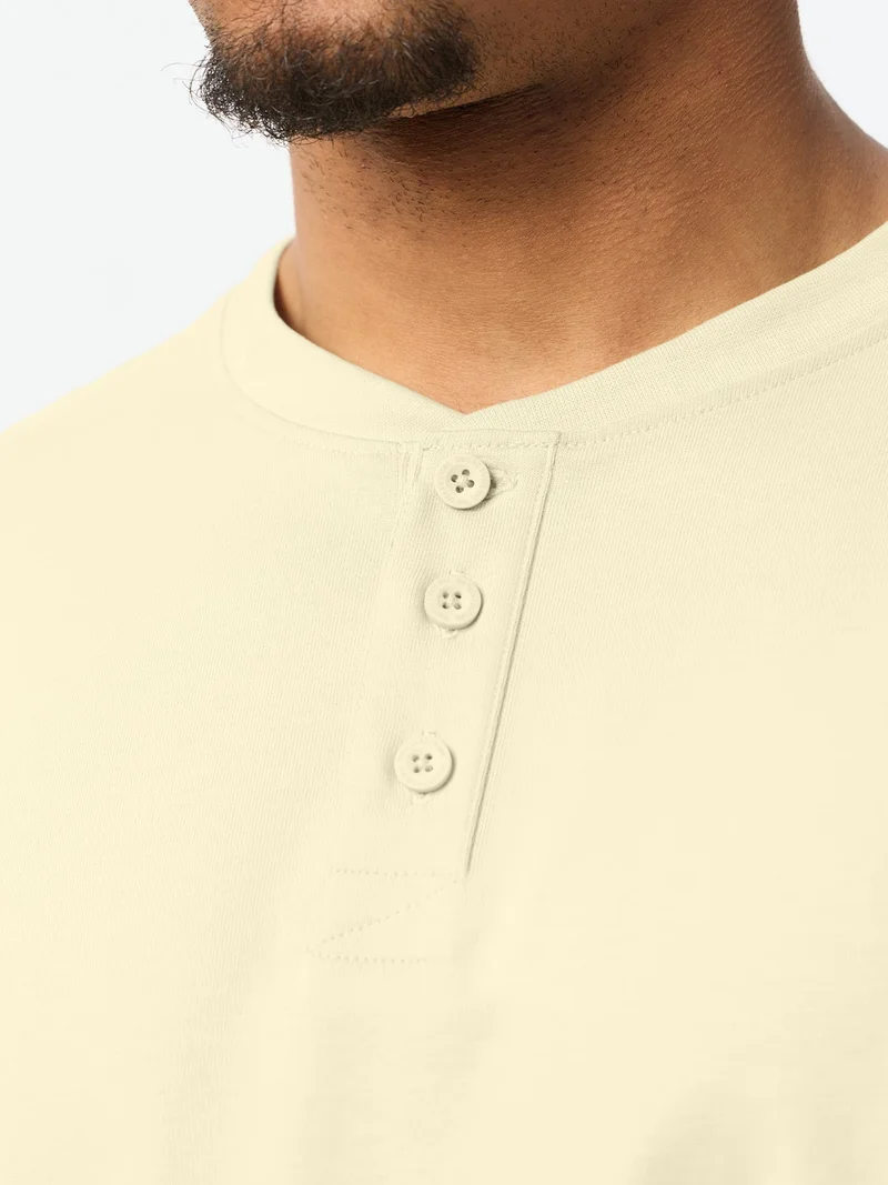 The Souled Store  The Souled Store New Basics: Latte Men and Boys Short Sleeve Spread Collar Latte Cream Solid Textured Cotton Oversized Fit Lightweight Everyday All-Season Polo Shirts  | Best Price UAE