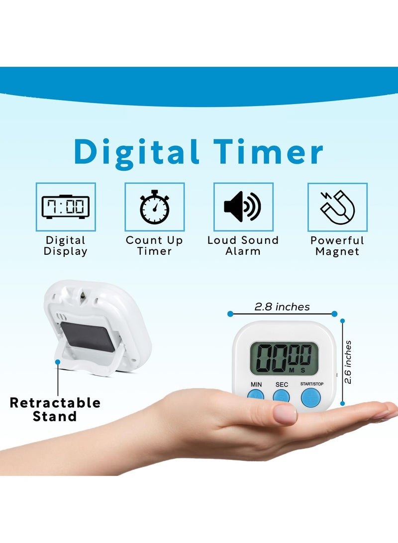 Fasola Kitchen Timers for Cooking and Baking with Big Digital Numbers and Loud Alarm Used in Cooking, Classroom and Office(White) - Image 3