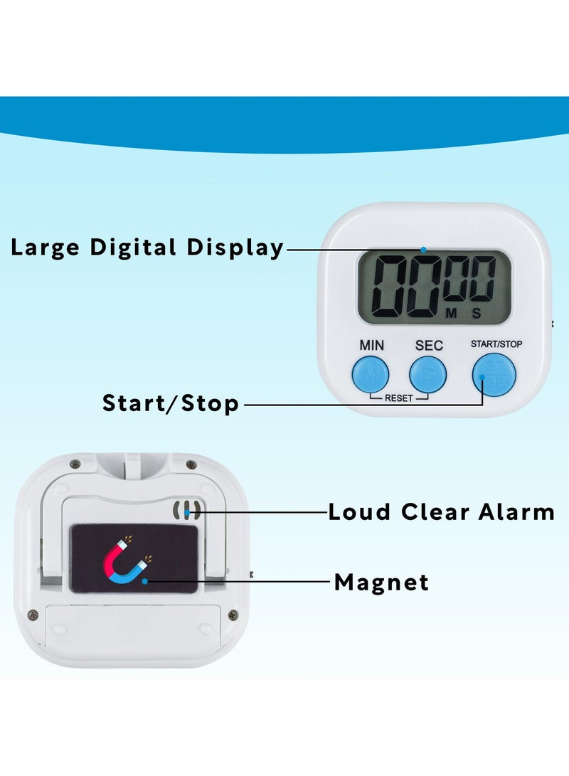 Fasola Kitchen Timers for Cooking and Baking with Big Digital Numbers and Loud Alarm Used in Cooking, Classroom and Office(White) - Image 4