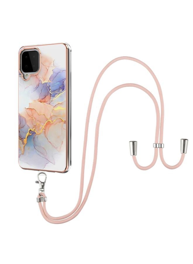 إيروريكس جراب لهاتف Samsung Galaxy A22 4G إصدار الاتحاد الأوروبي/M32 بنمط طلاء كهربائي IMD جراب مقاوم للصدمات من مادة TPU مع حبل للرقبة - Image 1