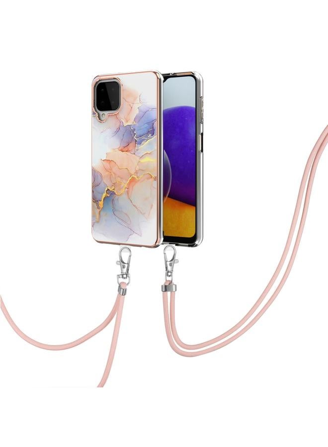 إيروريكس جراب لهاتف Samsung Galaxy A22 4G إصدار الاتحاد الأوروبي/M32 بنمط طلاء كهربائي IMD جراب مقاوم للصدمات من مادة TPU مع حبل للرقبة - Image 2