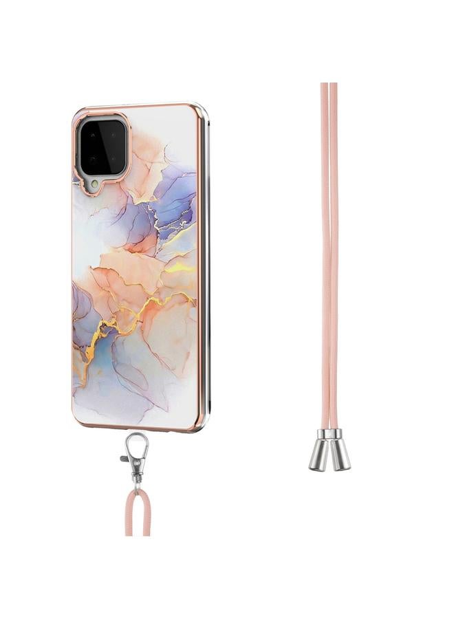 إيروريكس جراب لهاتف Samsung Galaxy A22 4G إصدار الاتحاد الأوروبي/M32 بنمط طلاء كهربائي IMD جراب مقاوم للصدمات من مادة TPU مع حبل للرقبة - Image 3