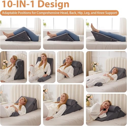 CUSHIO Lap Desk & Wedge Combo for Laptops, Study and Reading | Memory Foam Adjustable Wedge with Headrest for Back Support & Lap Desk Pillow-Gaming & Reading Pillow (Grey), 56cm, 30cm, 56 Cm - Image 5