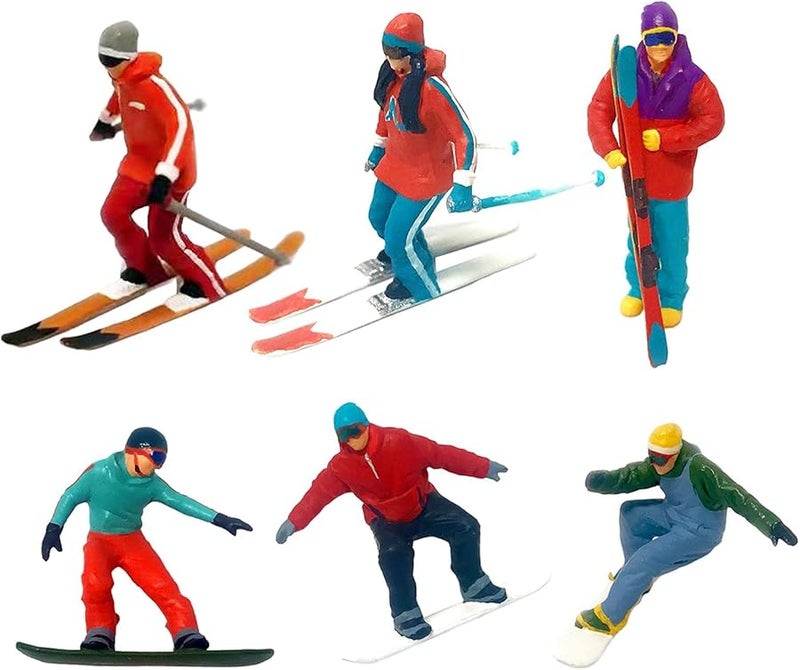 6PCS 1 87 Scale Miniature Skiing People Figures For Diorama Model Scenery - Image 1