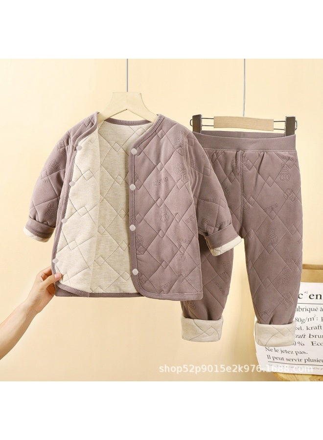 Children's School Uniform Artifact Autumn And Winter New Three-layer Quilted Cotton Boys' Cotton Coat Fleece-lined And Thickeneded Inner Layer Girls' Cotton-padded Jacket Category A