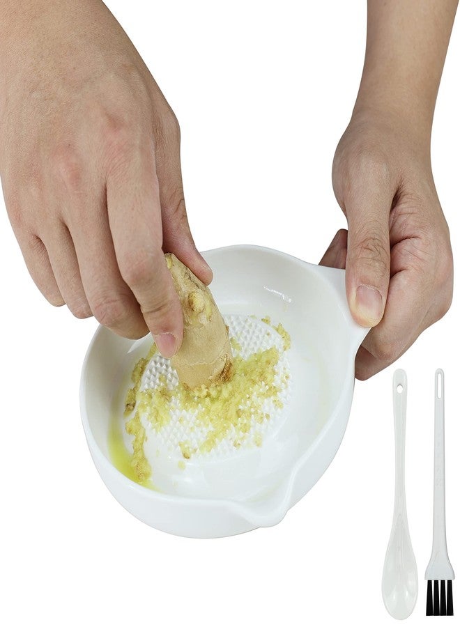 EIKS Ceramic Ginger Grater for Grinding Wasabi Fruits Vegetables Ginger Garlic Cheese, Package with Ceramic Spoon And Cleaning Brush - Image 1